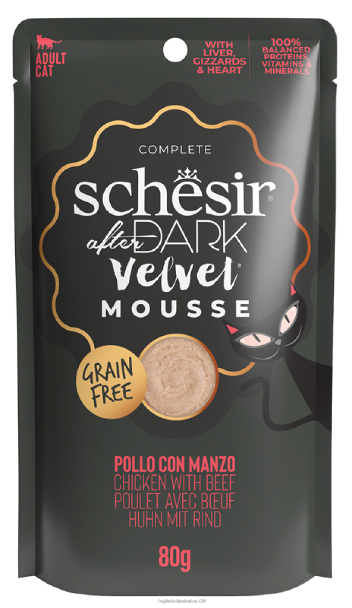 Cerca Offerte di schesir gatto after dark velvet mousse adulto pollo & manzo busta 80 gr e acquista online
