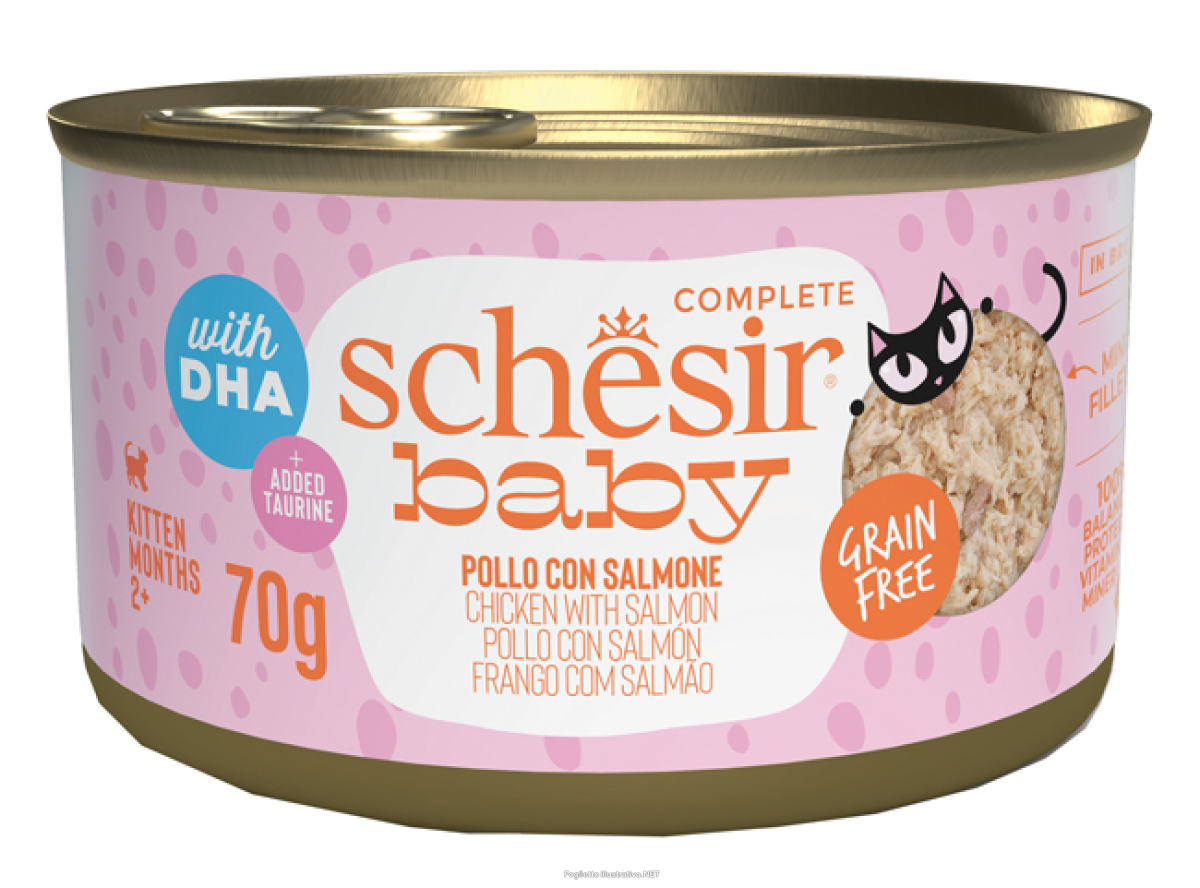 Cerca Offerte di schesir gatto baby grain free kitten pollo salmone 70gr (lattina) e acquista online