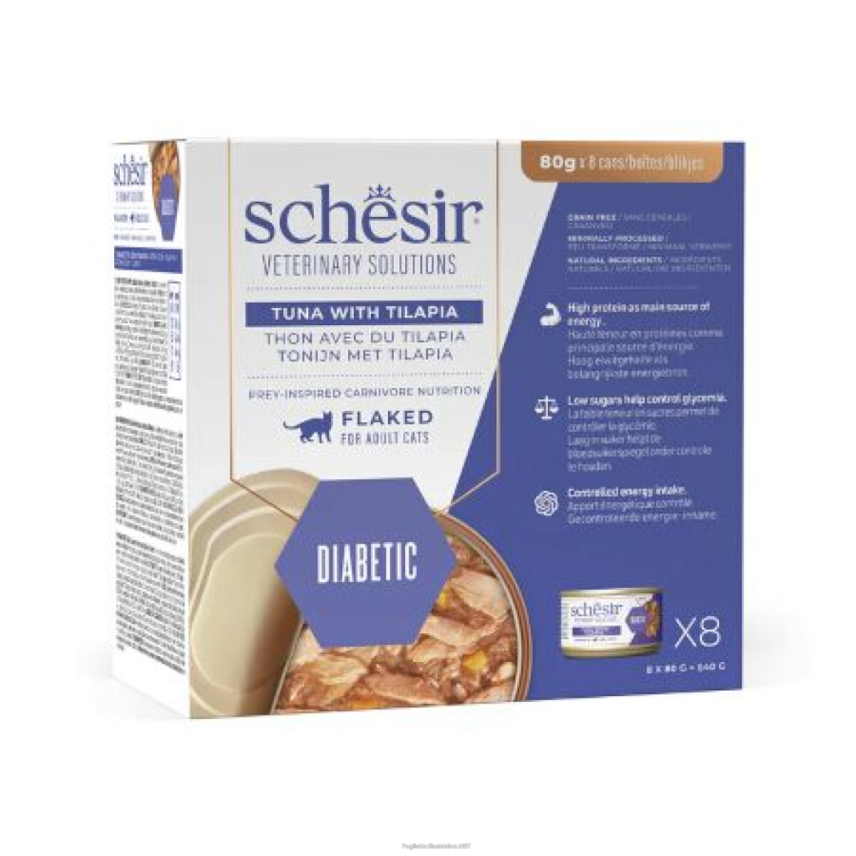 Cerca Offerte di schesir gatto veterinary solutions diabetic filetti tonnetto con tilapia 8x80gr (lattina) - multipack e acquista online