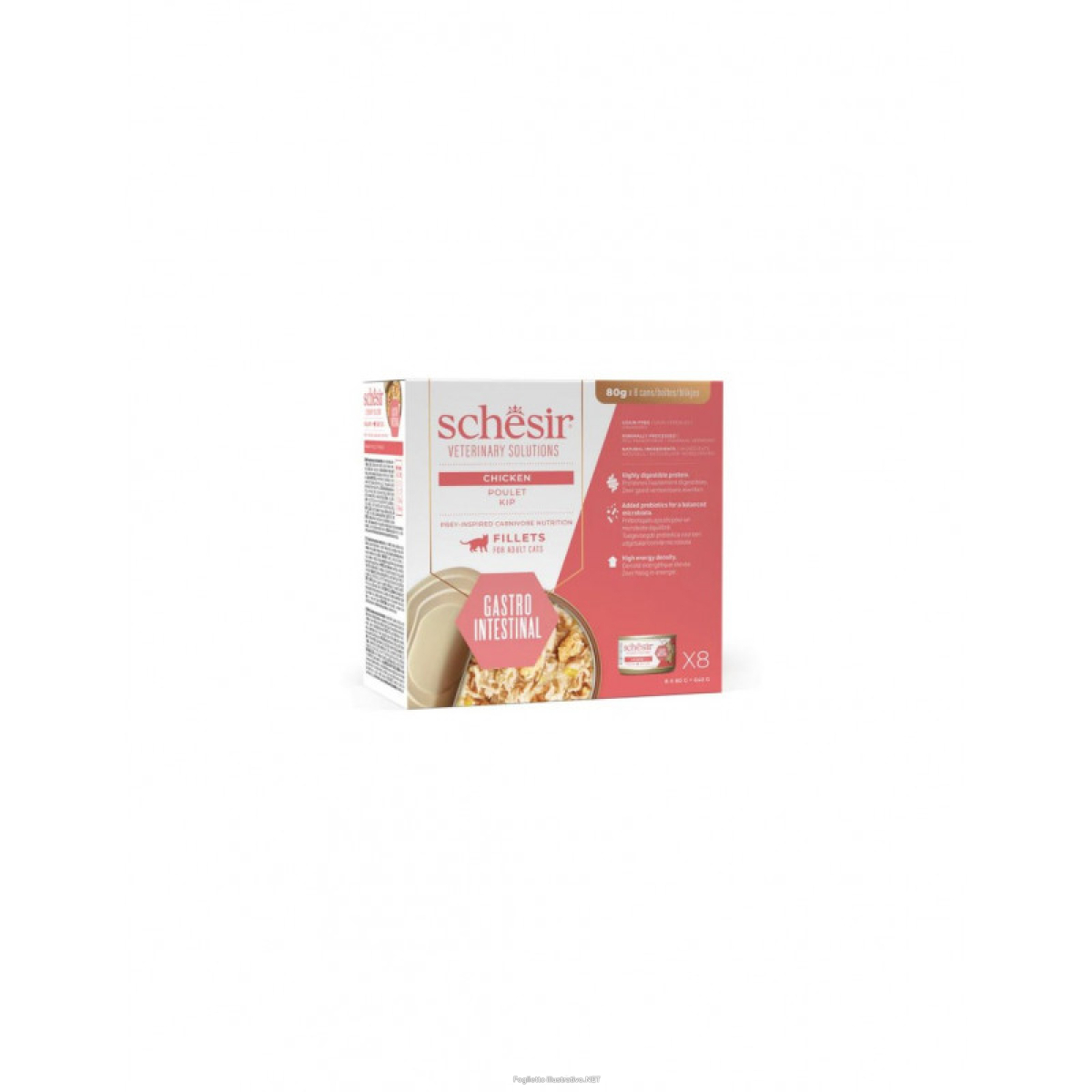 Cerca Offerte di schesir gatto veterinary solutions gastrointestinal filetti pollo 8x80gr (lattina) - multipack e acquista online
