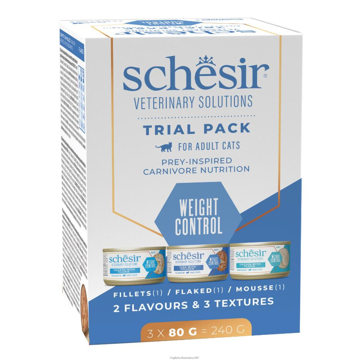 Cerca Offerte di schesir gatto veterinary solutions weight control mousse pollo filetti di pollo pezzetti tonno 3x80gr (lattina) - multipack e acquista online