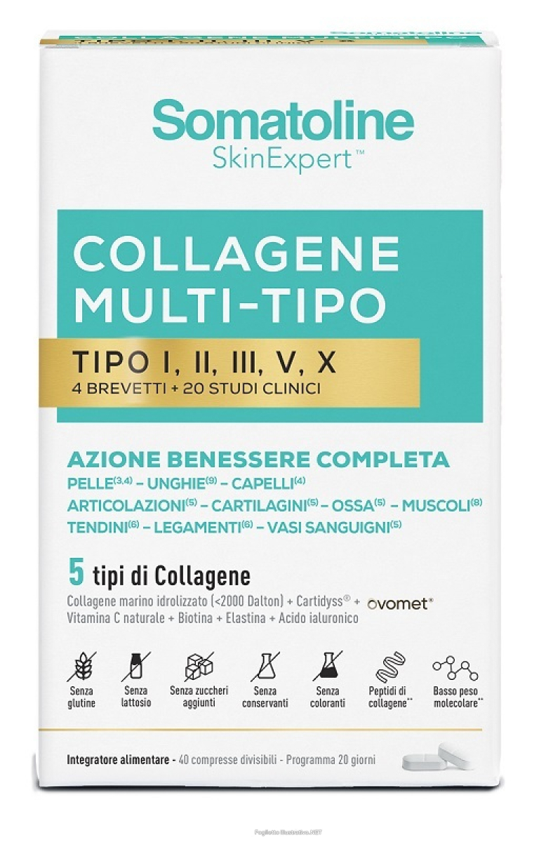 Cerca Offerte di somatoline - collagene multi tipo i,ii,iii,v,x integratore azione benessere completa confezione 40 compresse e acquista online