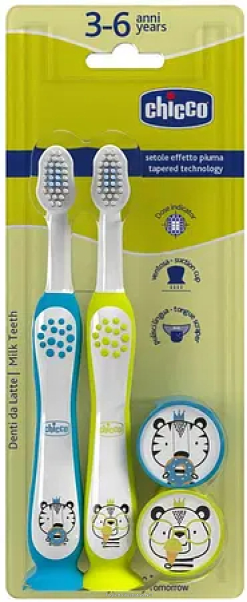 Cerca Offerte di spazzolino 3-6 anni azzurro-giallo chicco 2 pezzi e acquista online
