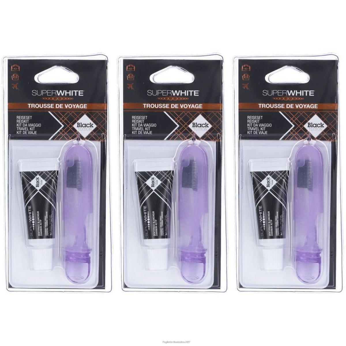 Cerca Offerte di superwhite black edition trousse de voyage spazzolino e dentifricio 3x e acquista online