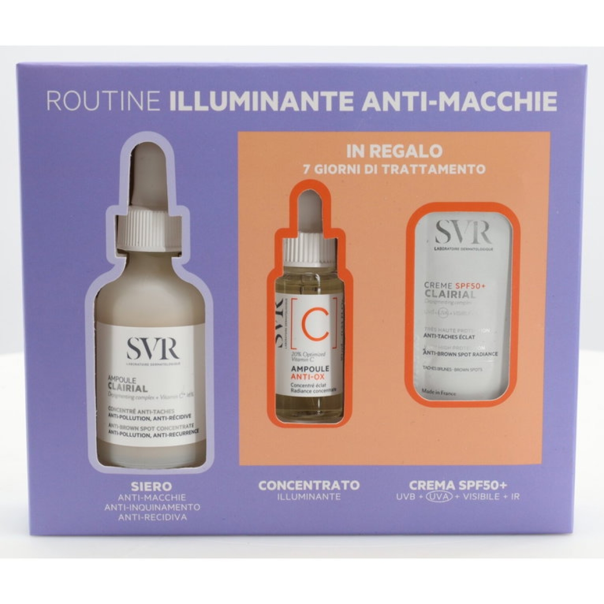 Cerca Offerte di Svr clairial set routine illuminante anti-macchie &ndash; ampoule 30 ml + ampoule c 10 ml + crema spf50+ 7&times;2 ml e acquista online