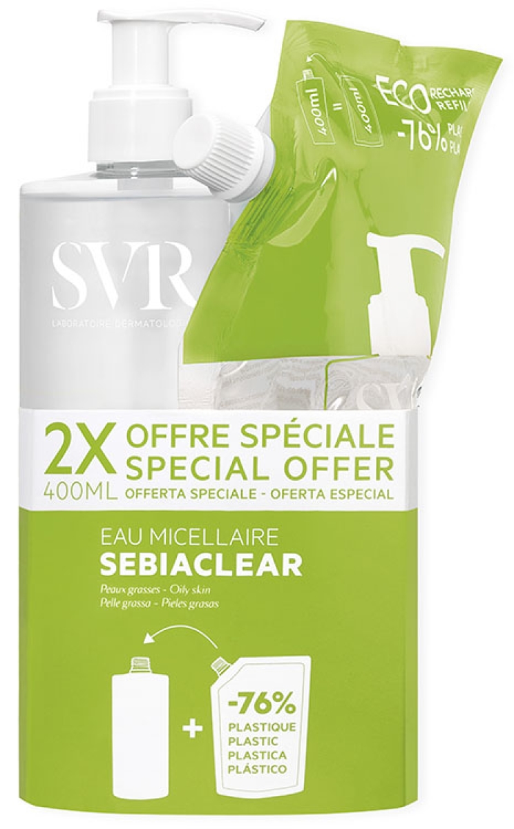 Cerca Offerte di Svr sebiaclear eau micellaire purificante 400 ml + 400 ml e acquista online