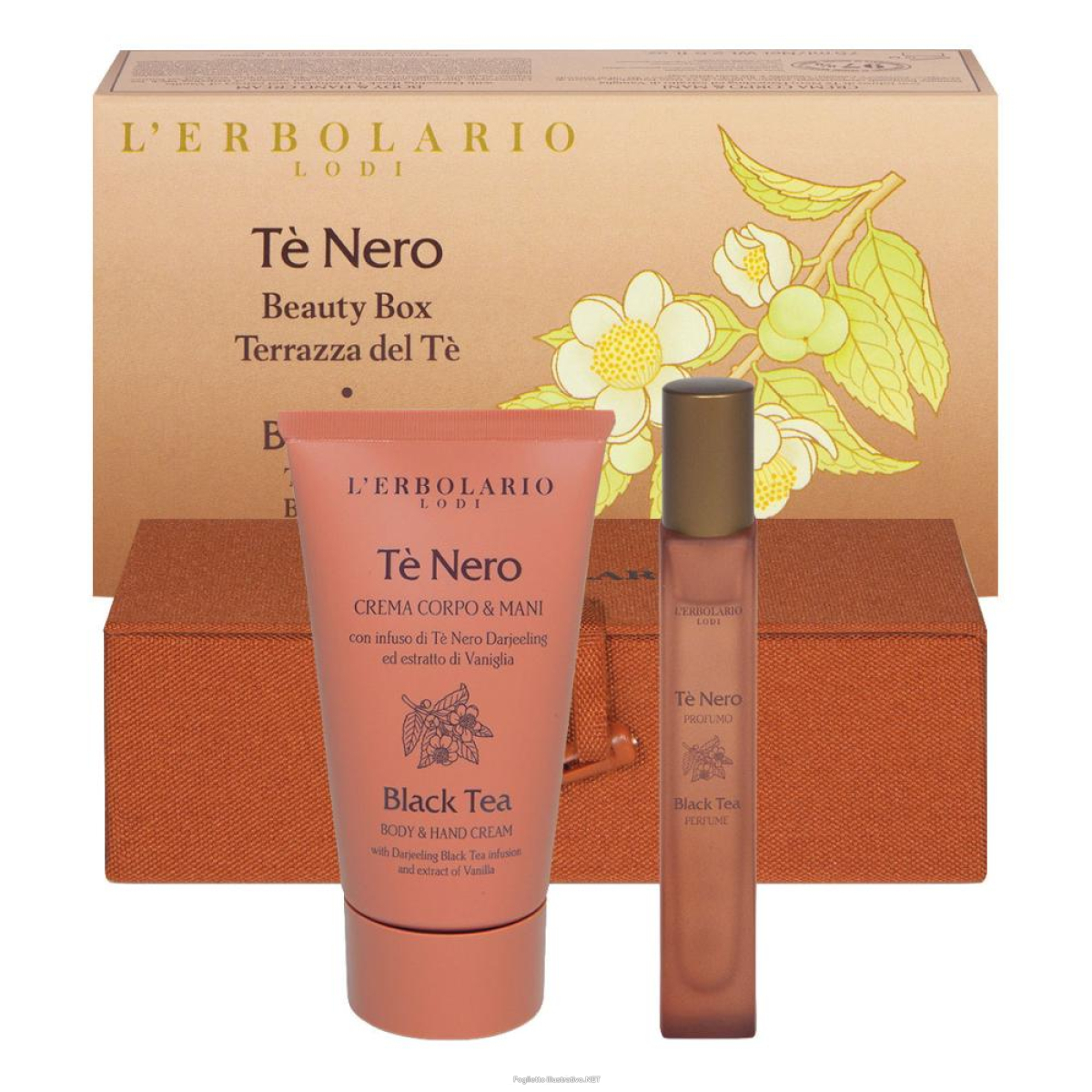 Trova Offerte di te' nero beauty box terrazze del te' 1 crema corpo & mani 75 ml + 1 profumo 10 ml e compra online