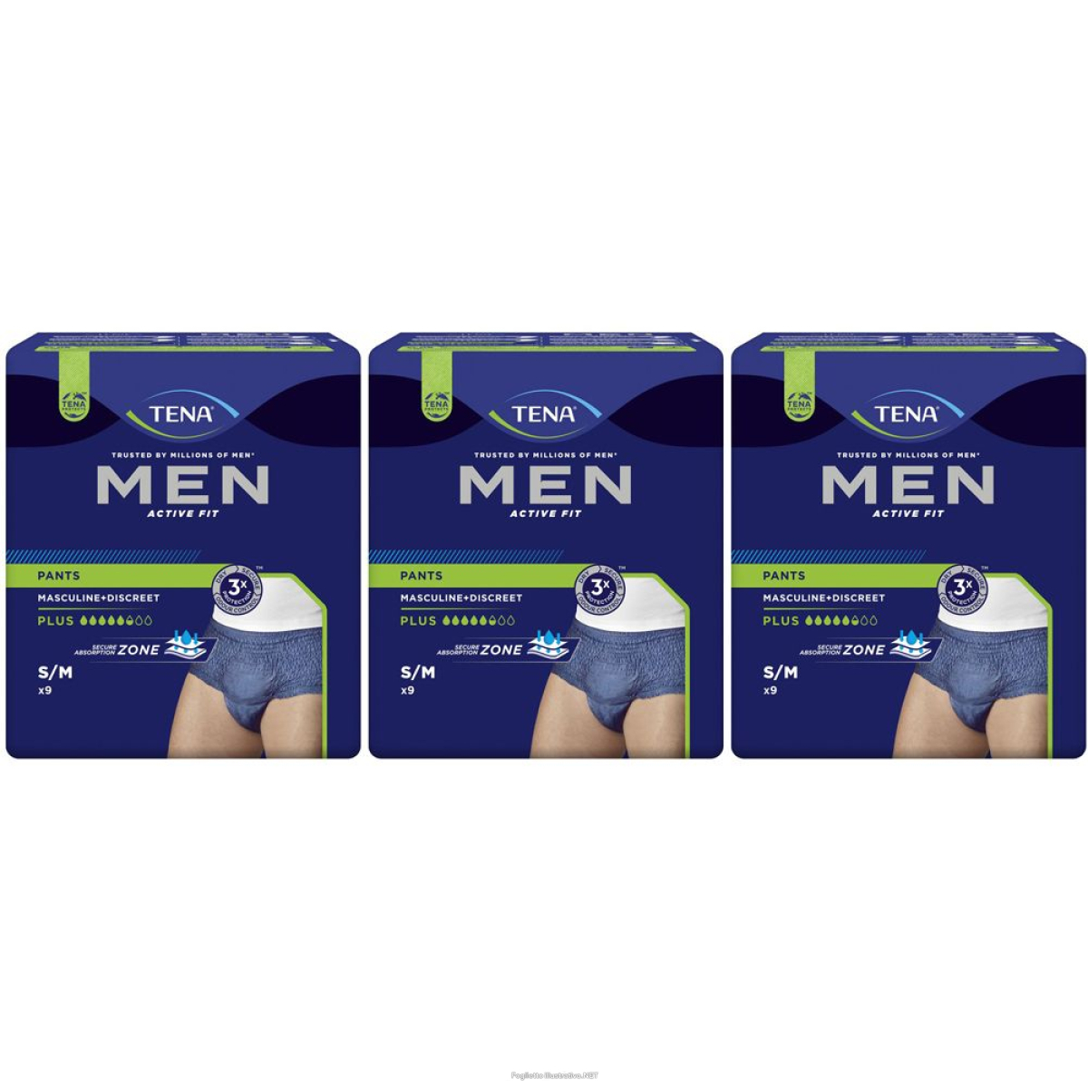 Trova Offerte di tena men active fit pants taglia s/m set da 3 3x9 pz assorbenti e compra online