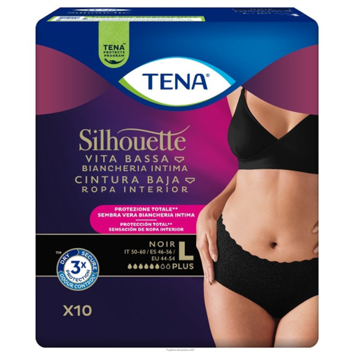 Trova Offerte di tena silhouette noir plus l vita bassa – mutandine assorbenti nere per perdite urinarie moderate 10 pezzi e compra online