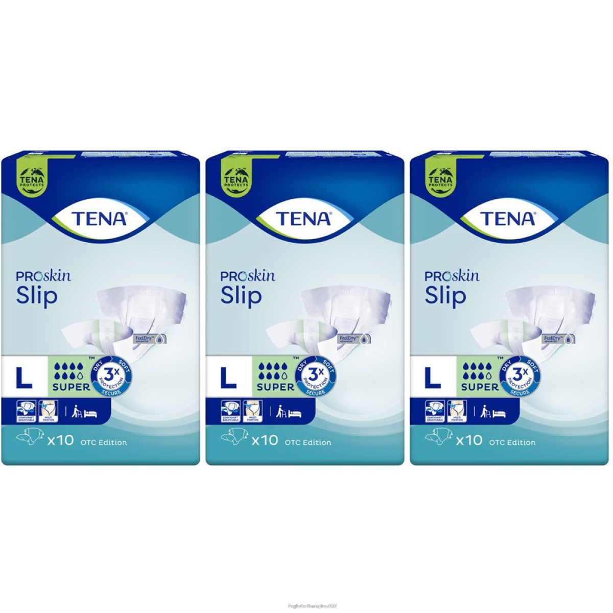 Trova Offerte di tena slip super l set da 3 3x10 pz pannolini e compra online