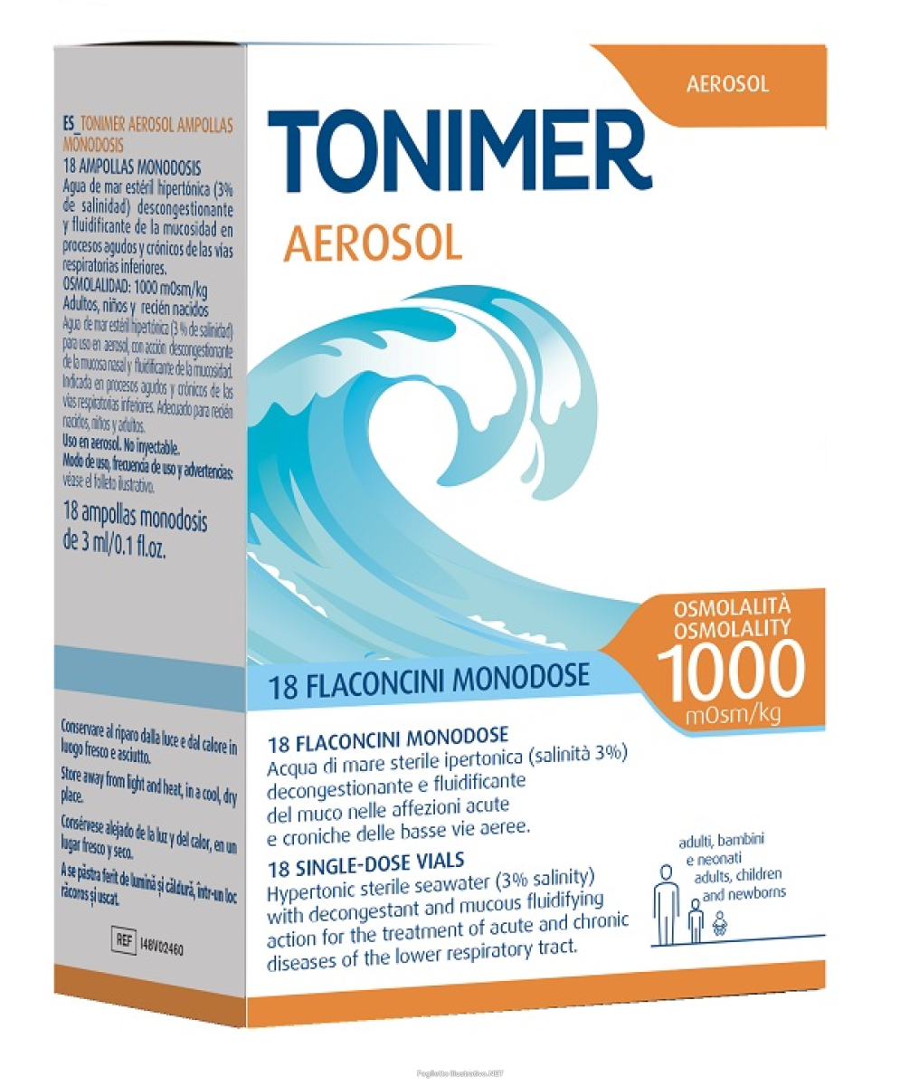 Trova Offerte di tonimer aerosol 1000mosm acqua di mare sterile ipertonica decongestionante e fluidificante 18 flaconcini monodose e compra online