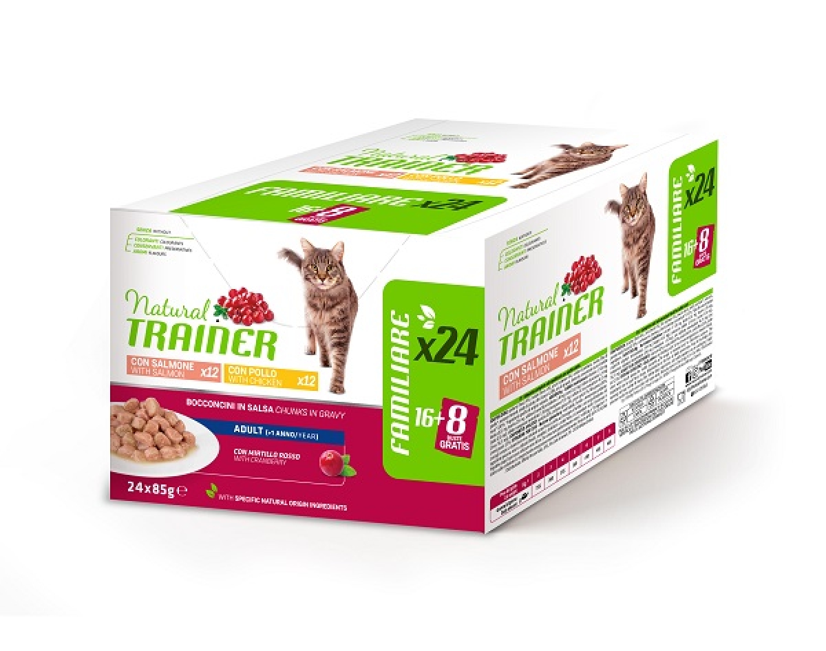 Trova Offerte di Trainer gatto natural adulto multipack pollo & salmone cf. (24x85) gr e compra online