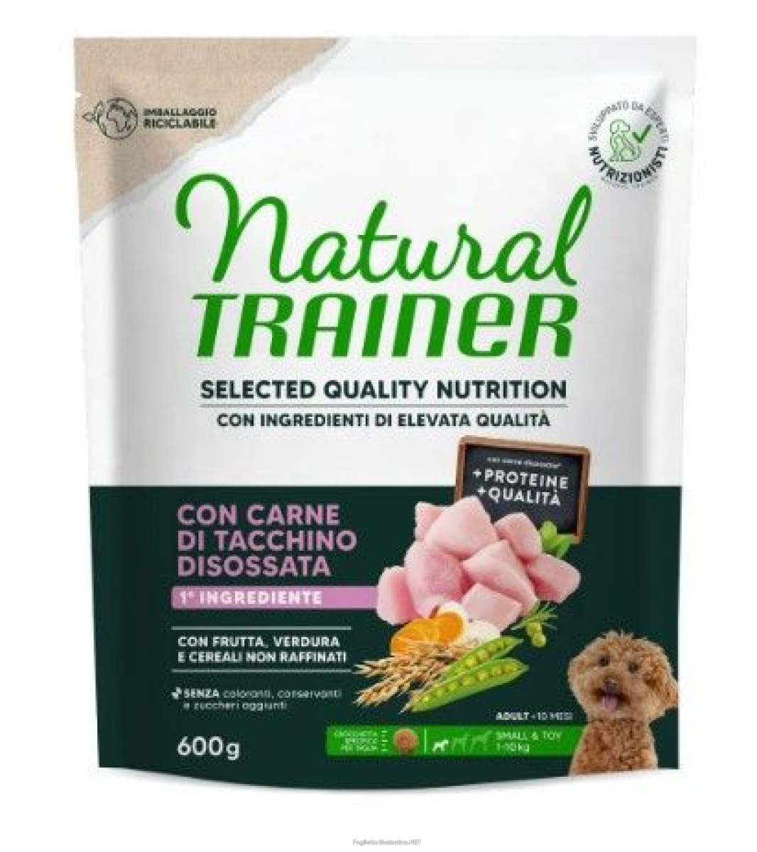 Trova Offerte di trainer natural cane selected quality nutrition mini adult tacchino 600gr e compra online