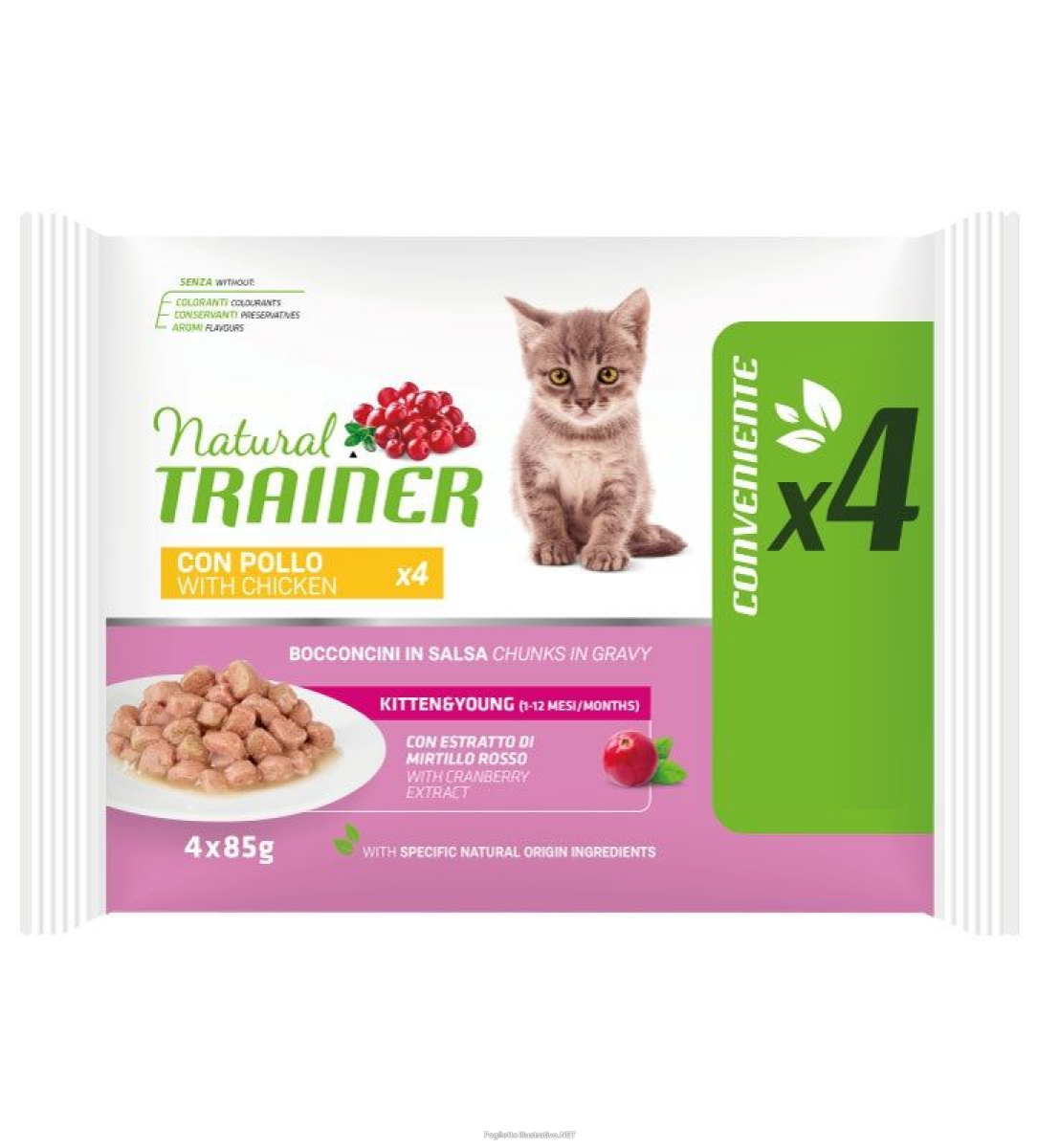 Trova Offerte di trainer natural gatto kitten young gravy (in salsa) pollo 4x85gr (bustina) multipack e compra online