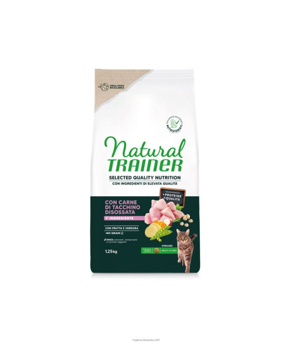 Trova Offerte di trainer natural gatto selected quality nutrition no grain sterilized adult tacchino 1,25kg e compra online