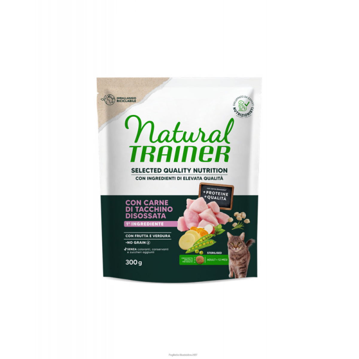 Trova Offerte di trainer natural gatto selected quality nutrition no grain sterilized adult tacchino 300gr e compra online
