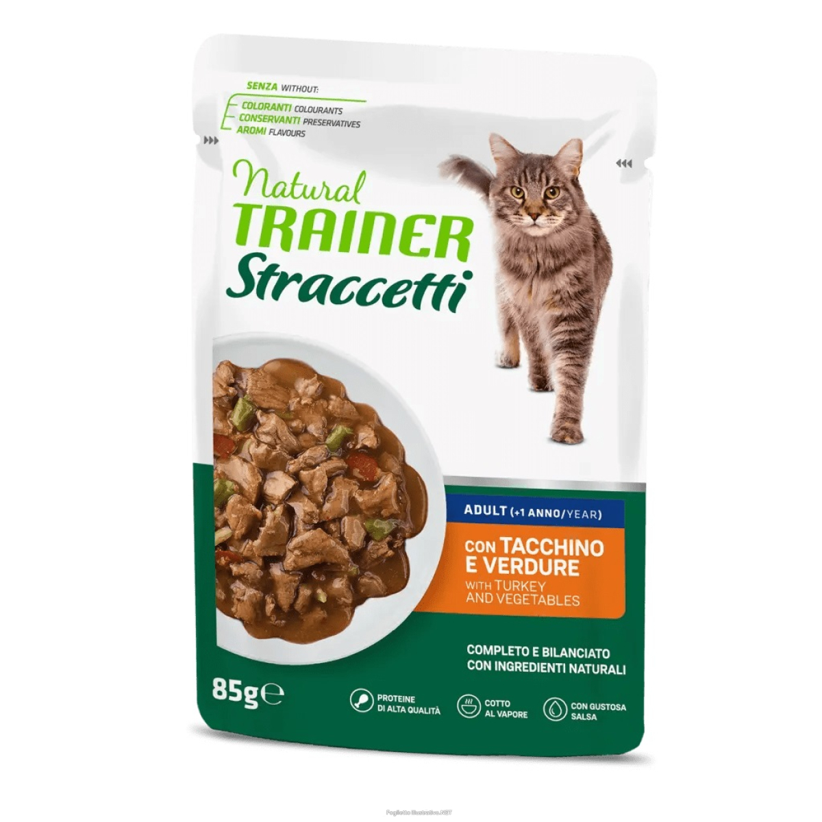 Trova Offerte di trainer natural gatto straccetti tacchino verdure 85gr (bustina) e compra online