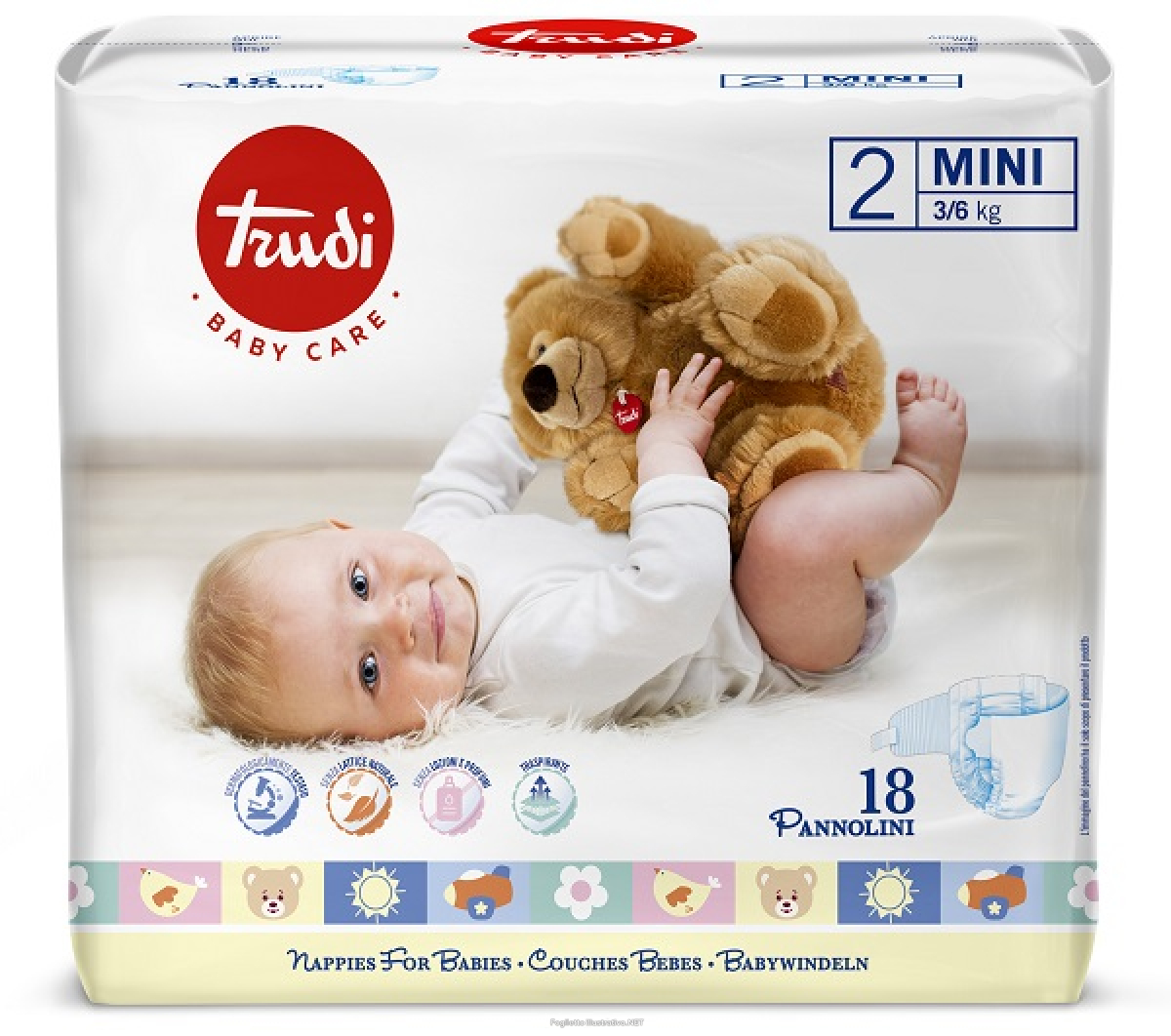 Trova Offerte di trudi baby care pannolino per bambini mini 3/6kg 18 pezzi e compra online