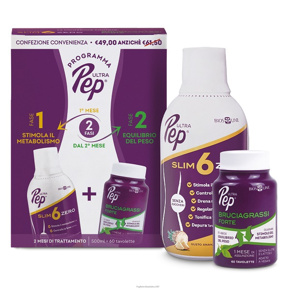 Trova Offerte di ultra pep protocollo slim 6 zero ananas 500 ml + bruciagrassi forte 60 compresse e compra online