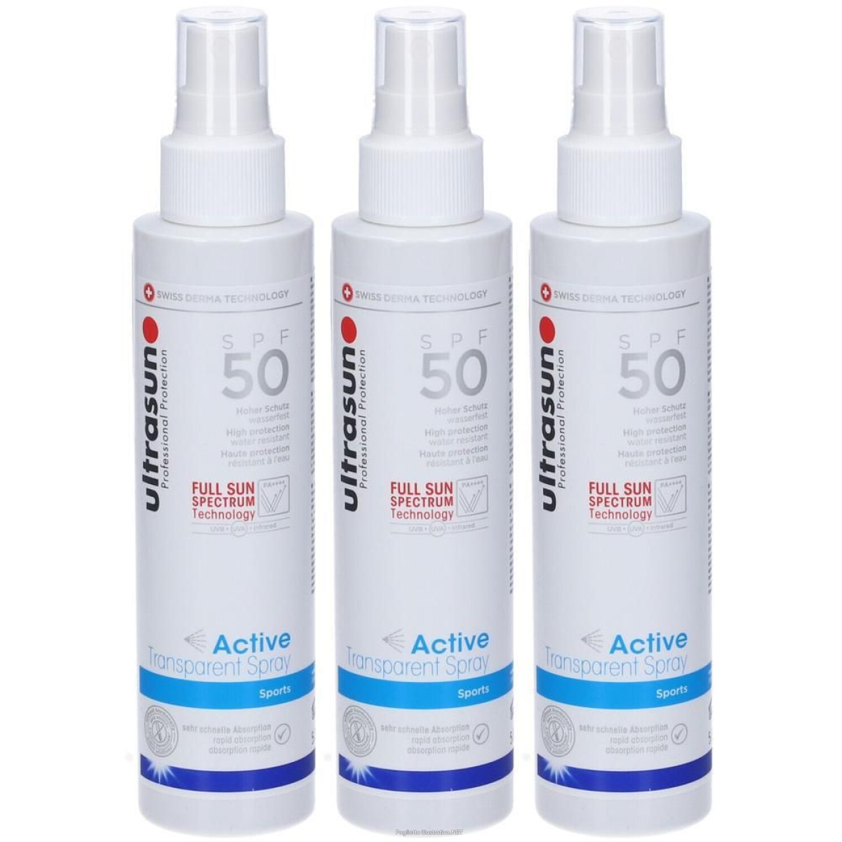 Trova Offerte di ultrasun active transparent spray spf 50 sports 3x150 ml e compra online