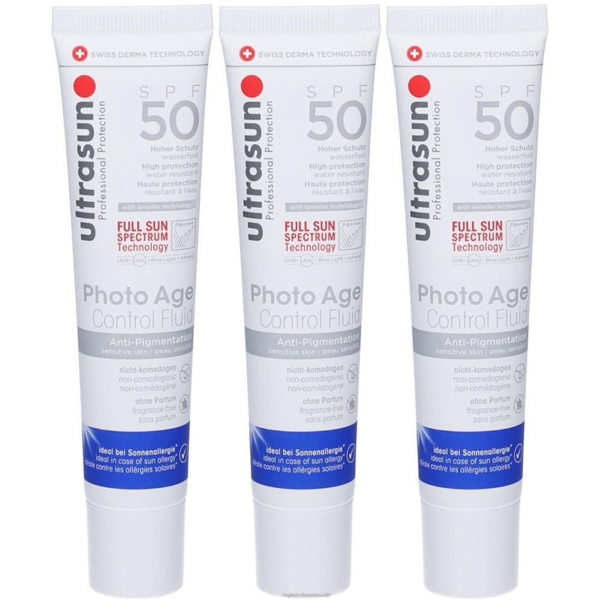 Trova Offerte di ultrasun photo age control fluid spf 50 anti-pigmentation 3x40 ml e compra online