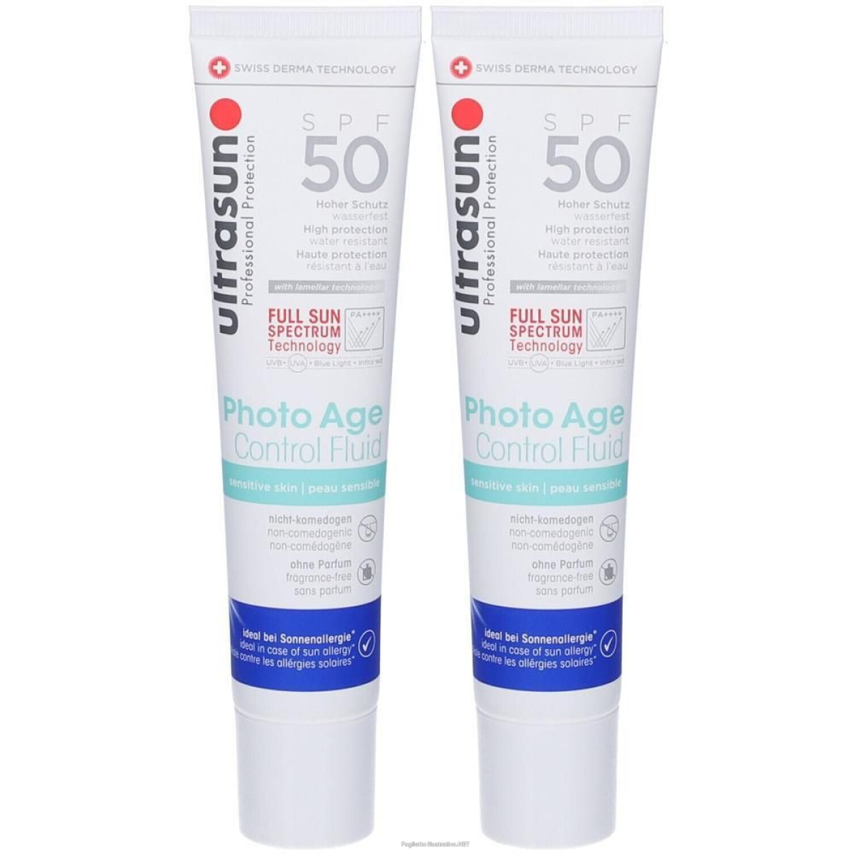 Trova Offerte di ultrasun photo age control fluid spf 50 sensitive skin 2x40 ml e compra online