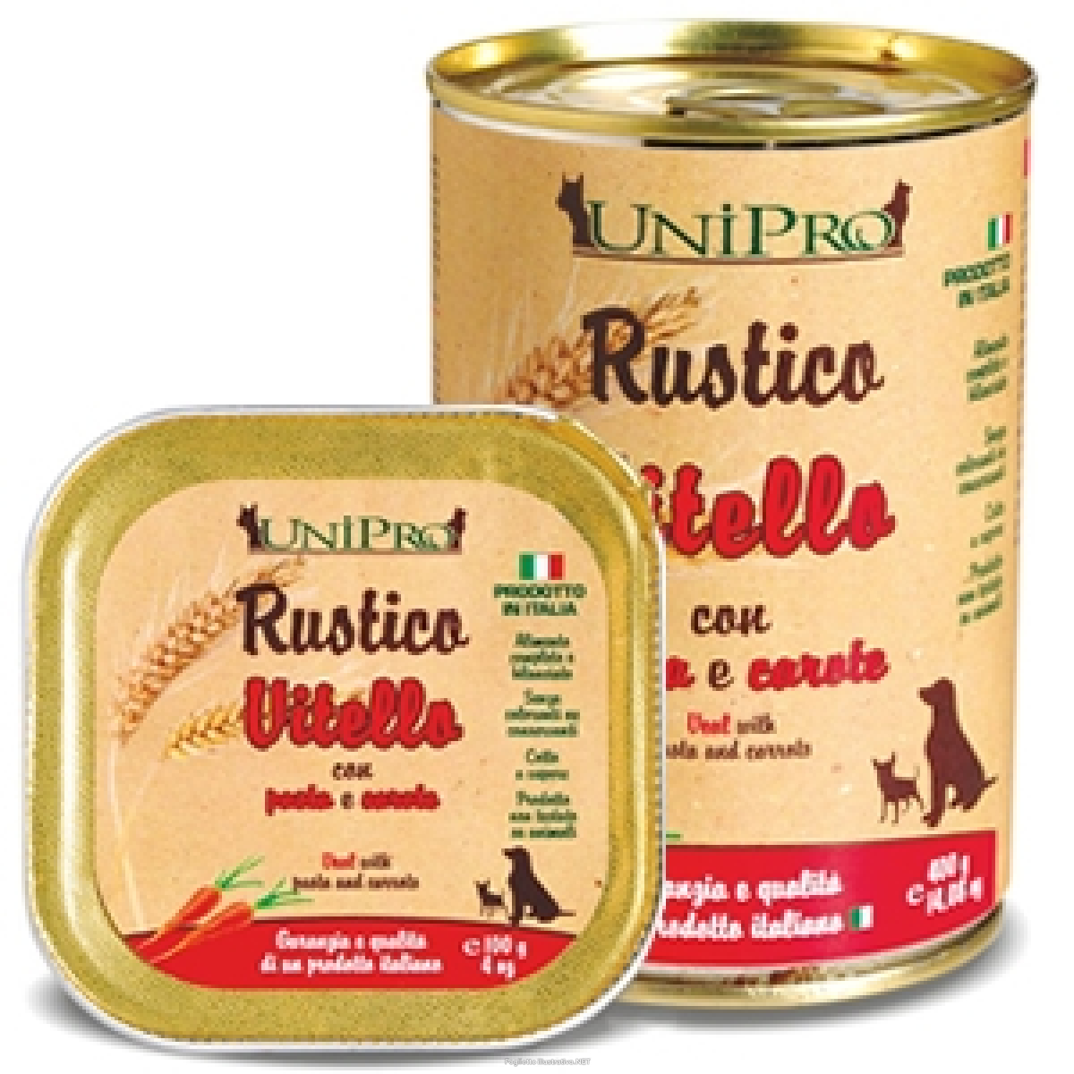 Trova Offerte di unipro rustico per cani con vitello pasta e carote barattolo 400 g e compra online
