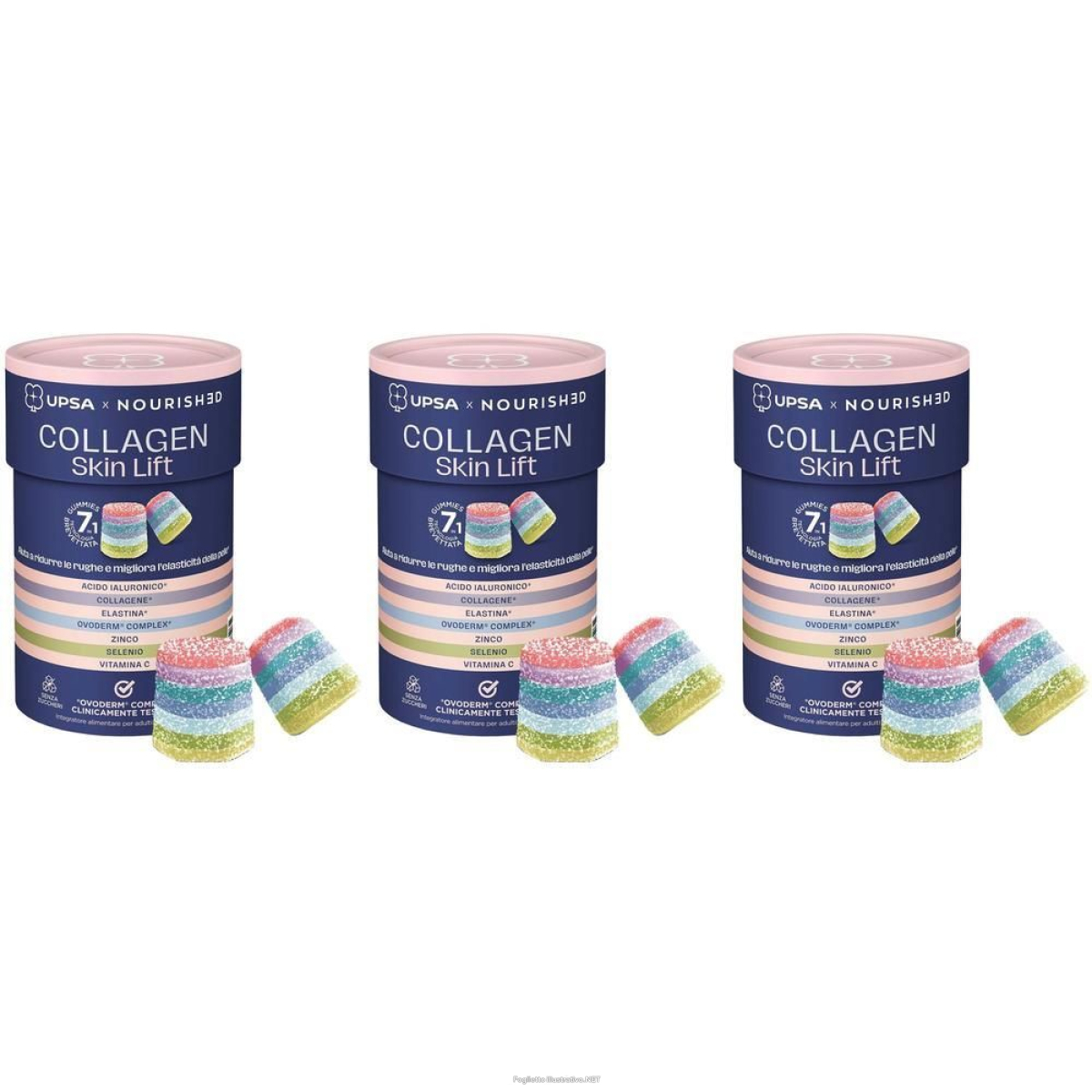 Trova Offerte di Upsa X Nourished Collagen Skin Lift 30 Gummies 3x165 g Caramelle e compra online