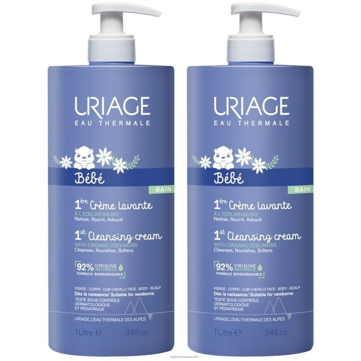 Trova Offerte di uriage baby - 1a crema lavante 1lt set da 2 2x1000 ml sapone liquido e compra online