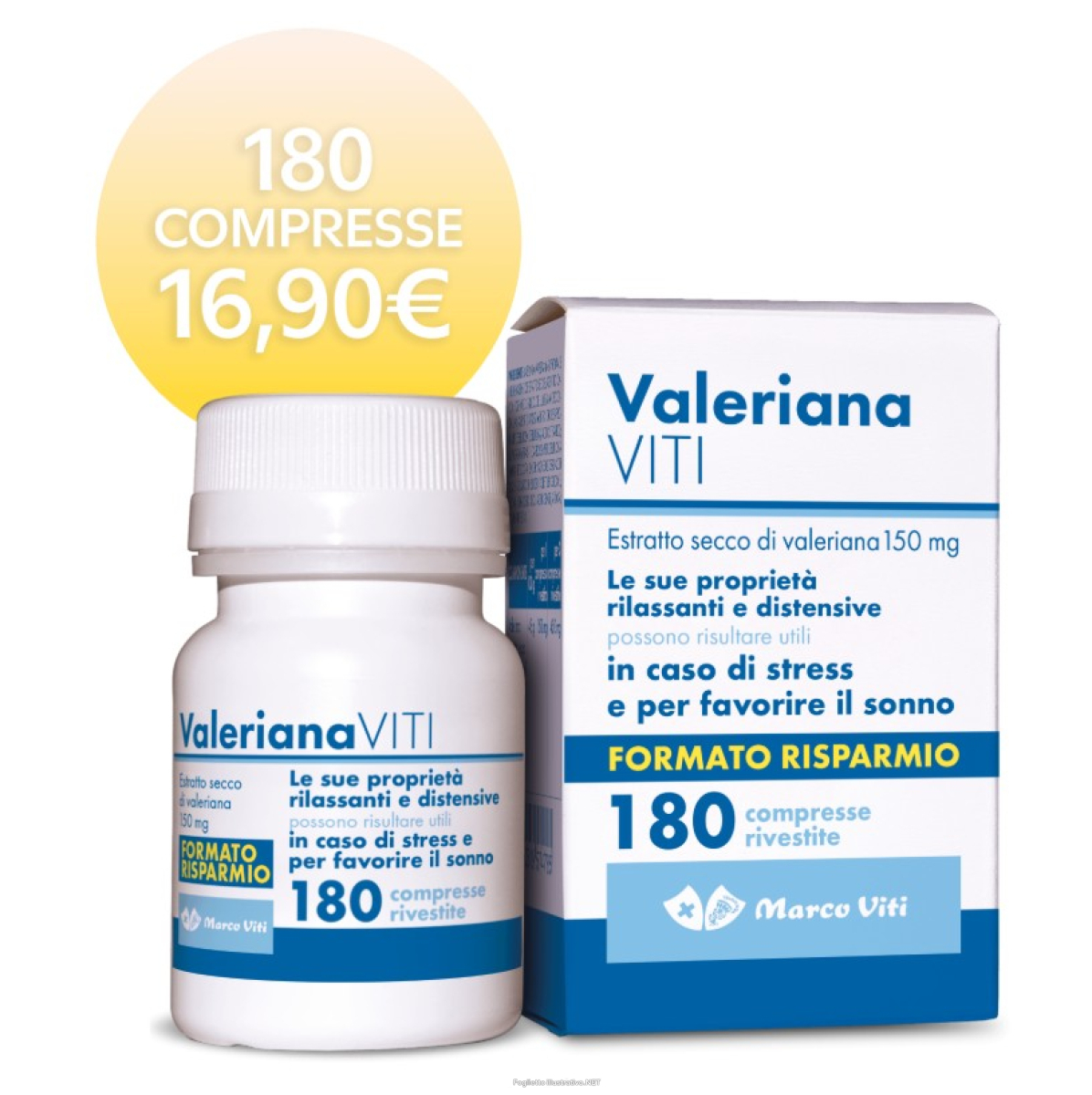 Trova Offerte di valeriana 180 compresse rivestite da 312 mg senza glutine senza lattosio e compra online