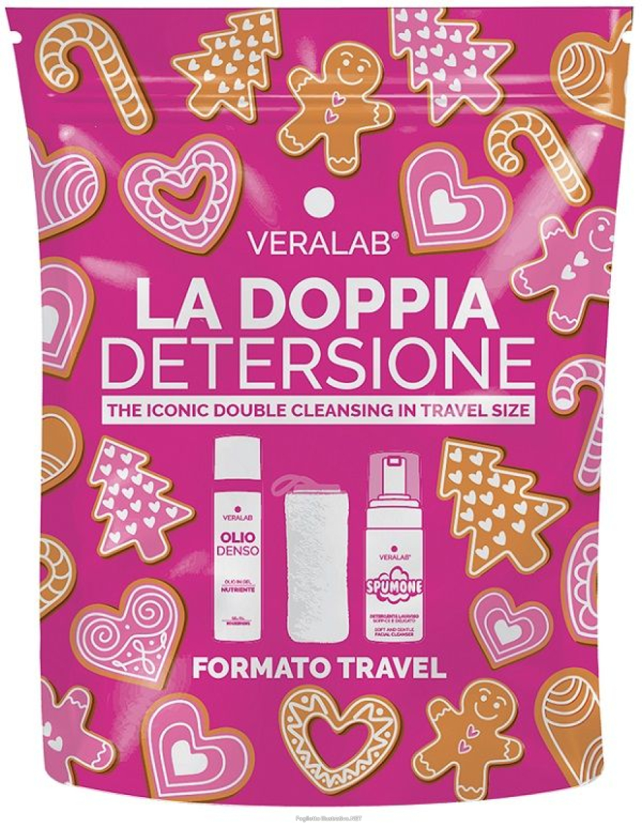 Trova Offerte di veralab doppia detersione travel kit xmas 2025 1 olio denso 30 ml + 1 spumone 50 ml + 1 panno microfibra e compra online