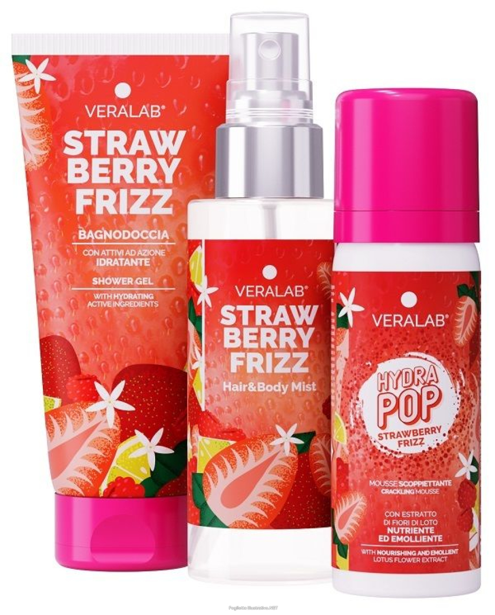 Trova Offerte di veralab kit body strawberryfrizz fragola 1 pochette + 1 bagnodoccia + 1 acqua profumata + 1 hydra pop e compra online