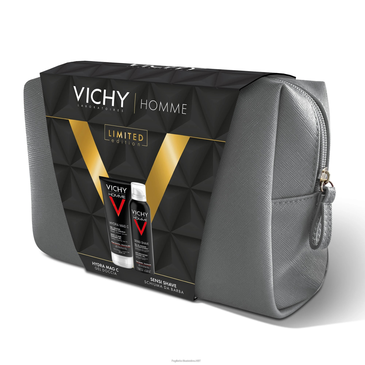 Trova Offerte di vichy cofanetto regalo uomo con pochette + gel doccia hydra mag c 200ml + schiuma da barba sensi shave 200ml e compra online