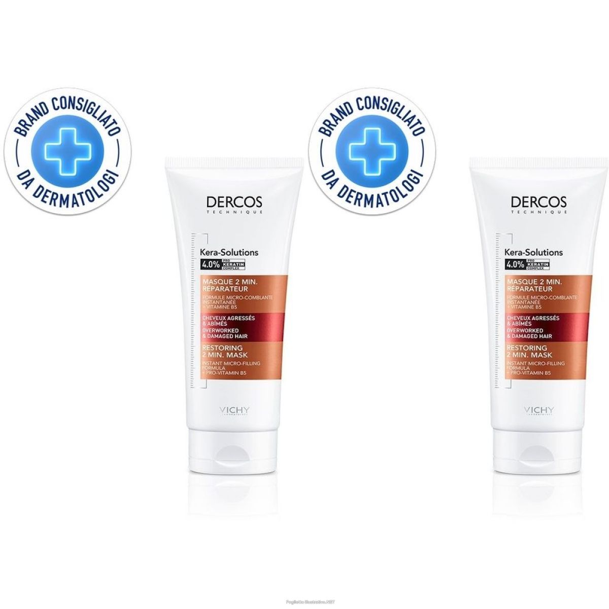Trova Offerte di vichy dercos kera-solution maschera riparatrice 2min 200 ml set da 2 e compra online