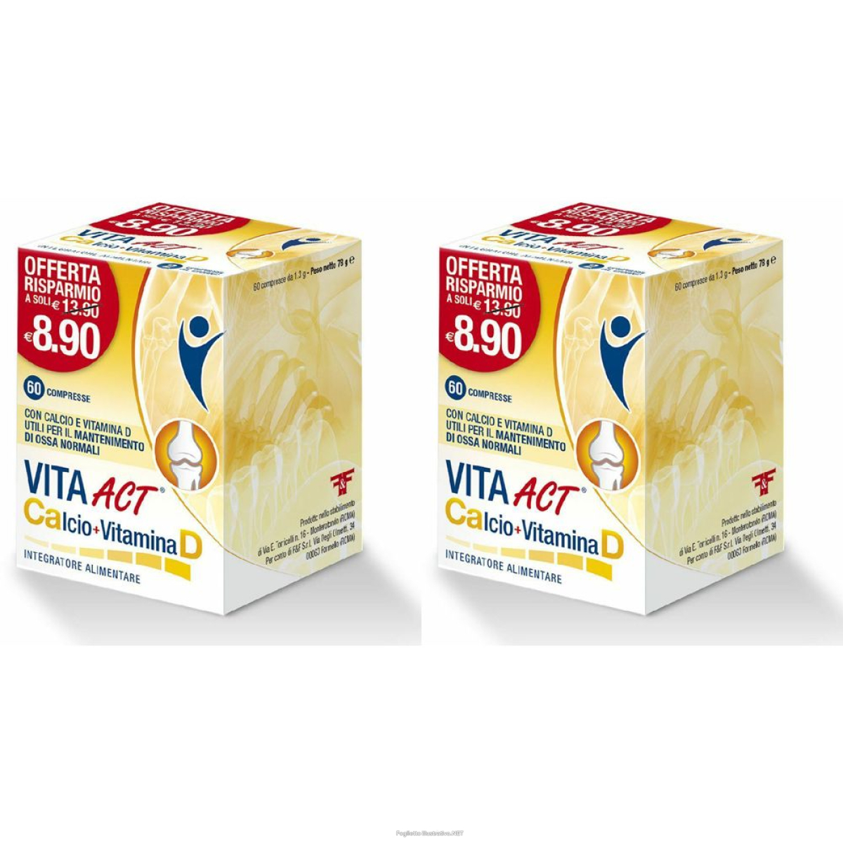 Trova Offerte di vita act calcio+vitamina d set da 2 2x60 pz compresse e compra online