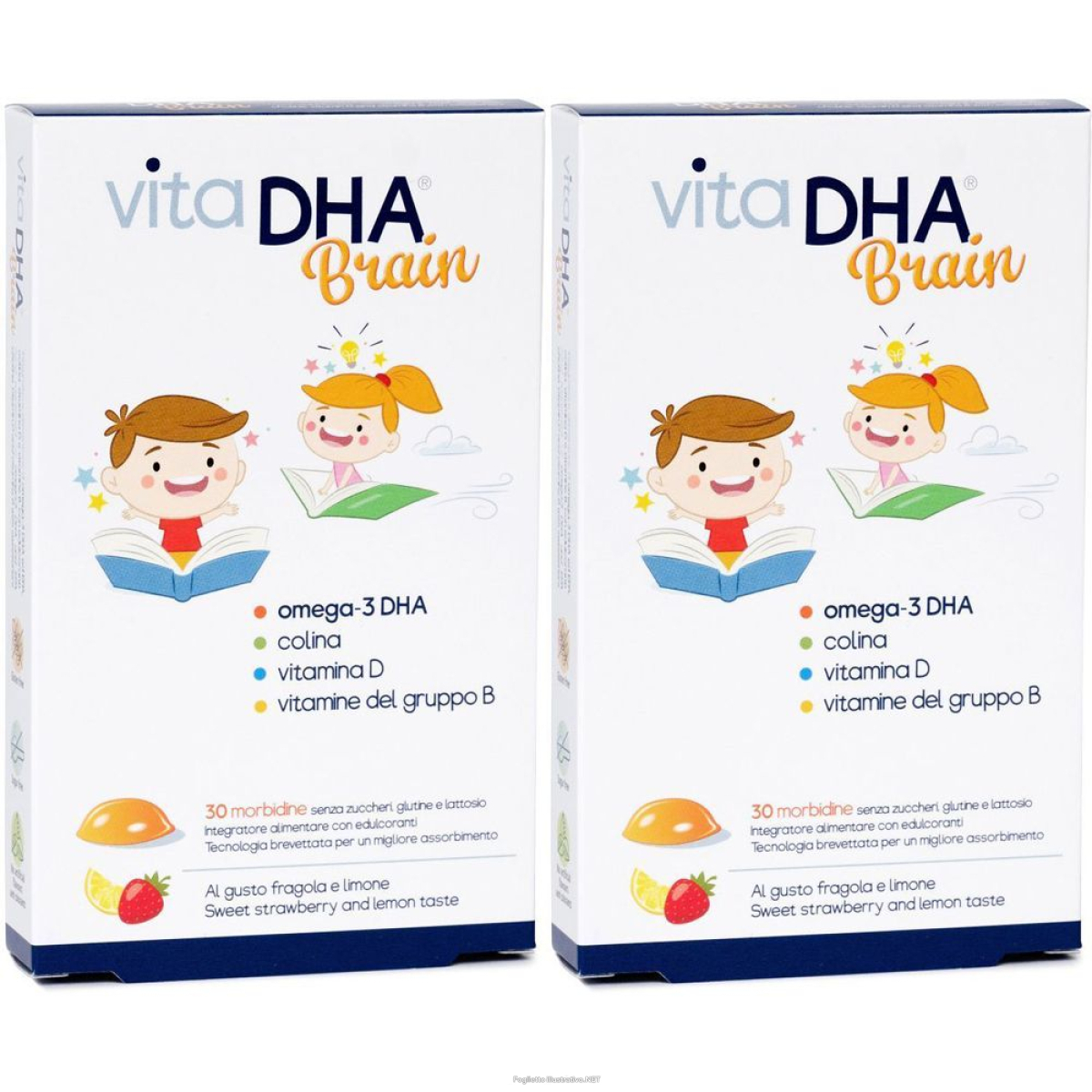 Trova Offerte di vitadha brain 30 morbidine al gusto fragola e limone set da 2 2x49,5 g e compra online