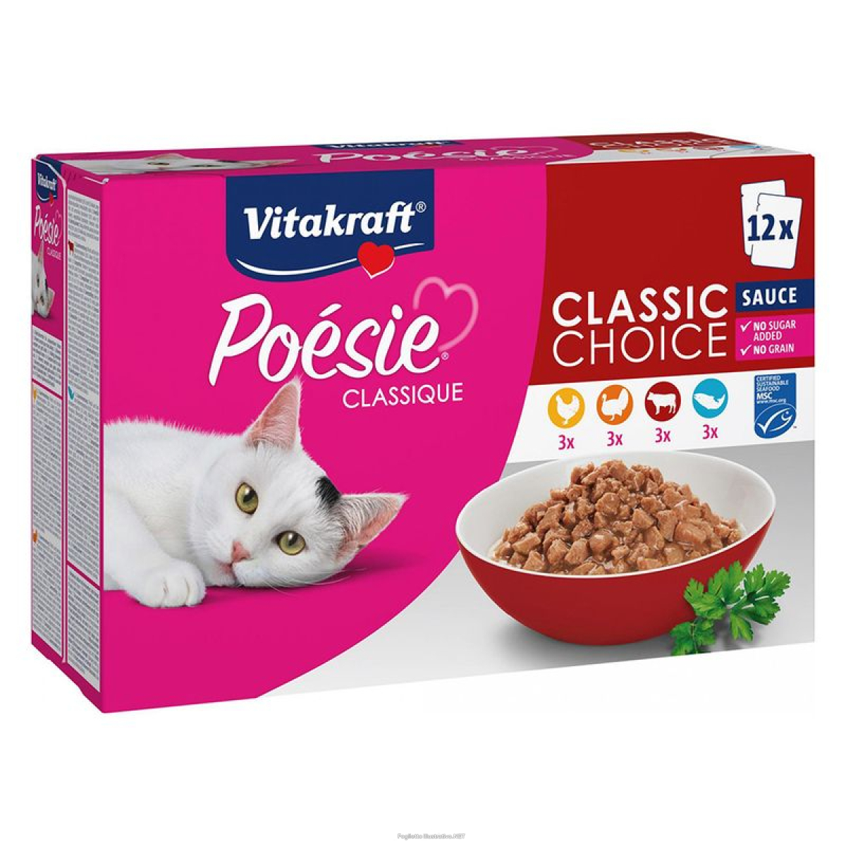 Trova Offerte di vitakraft gatto poesie classique choice salsa pollo/tacchino/manzo/salmone 12x85gr (bustina) multipack e compra online