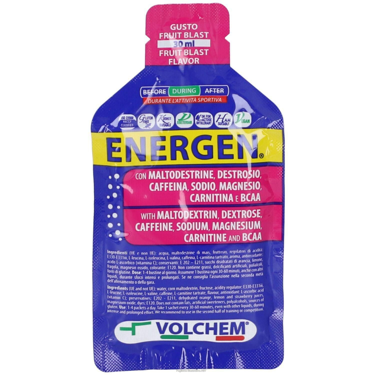 Trova Offerte di volchem energen 30 gel energetico liquido con caffeina - gusto fruit b e compra online
