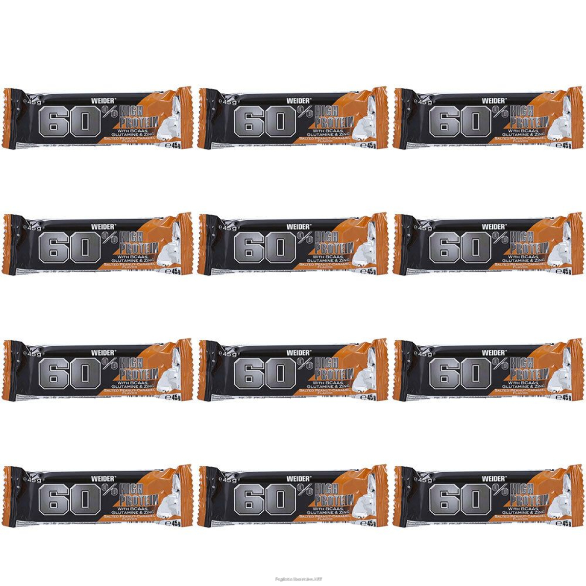 Trova Offerte di weider 60% protein bar arachidi caramello set da 12 12x45 g polvere pe e compra online