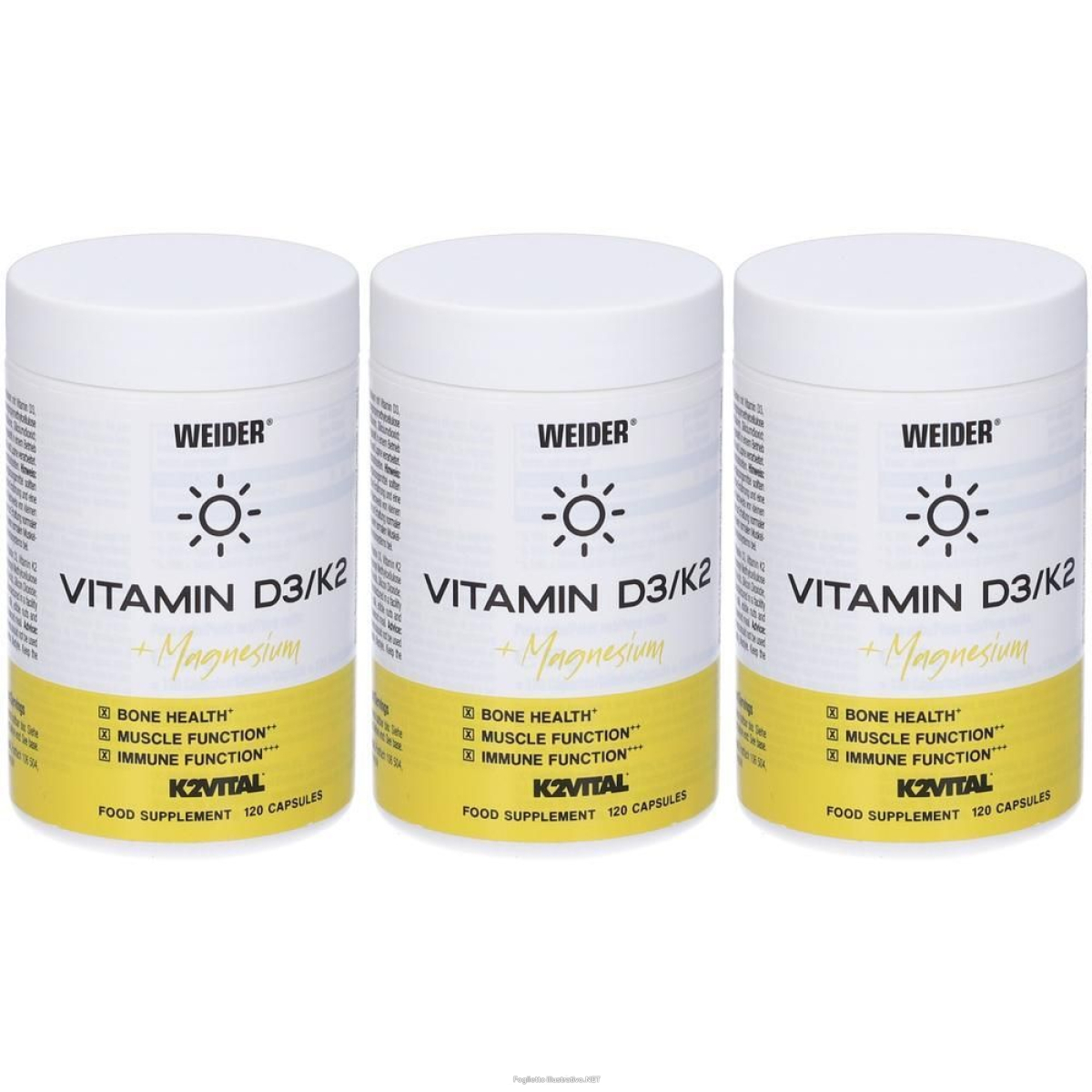 Trova Offerte di weider vitamin d3/k2 + magnesium 3x51 g capsule e compra online