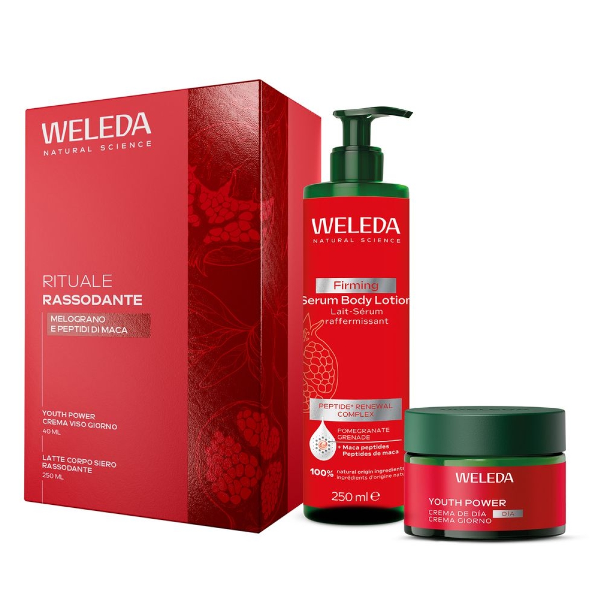 Trova Offerte di Weleda rituale rassodante melograno cofanetto con youth power crema giorno 40 ml + latte corpo siero rassodante 250 ml e compra online