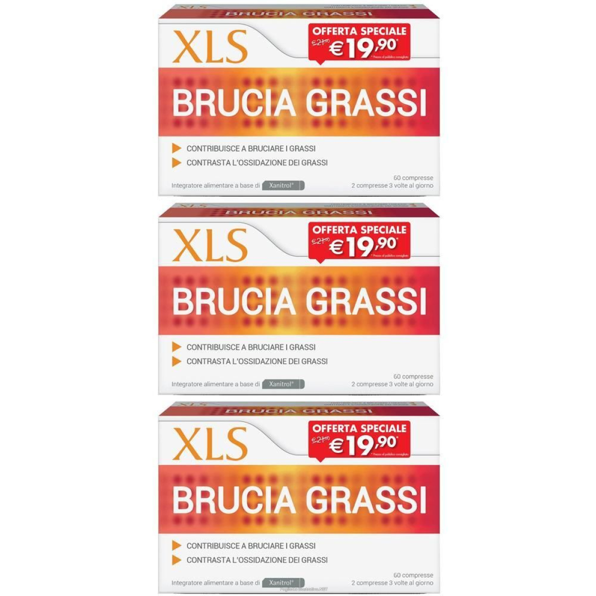 Trova Offerte di xls brucia grassi 60 compresse taglio prezzo 3x63,06 g e compra online