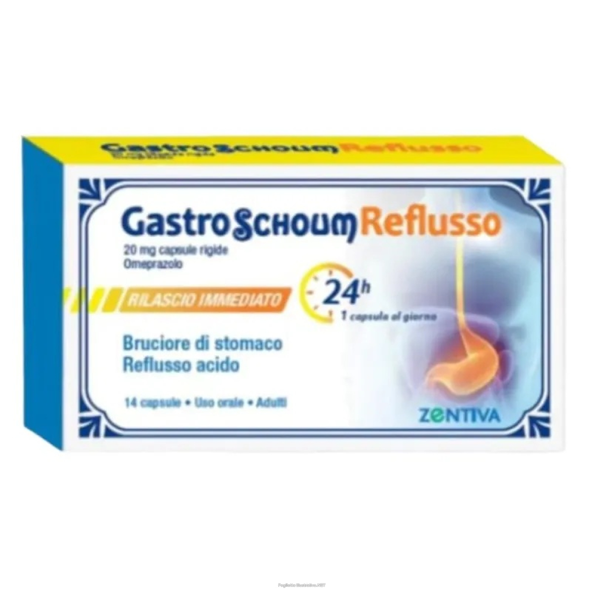 Trova Offerte di zentiva gastro schoum reflusso 20mg omeprazolo per bruciore di stomaco e reflusso acido rilascio immediato, 14 capsule e compra online