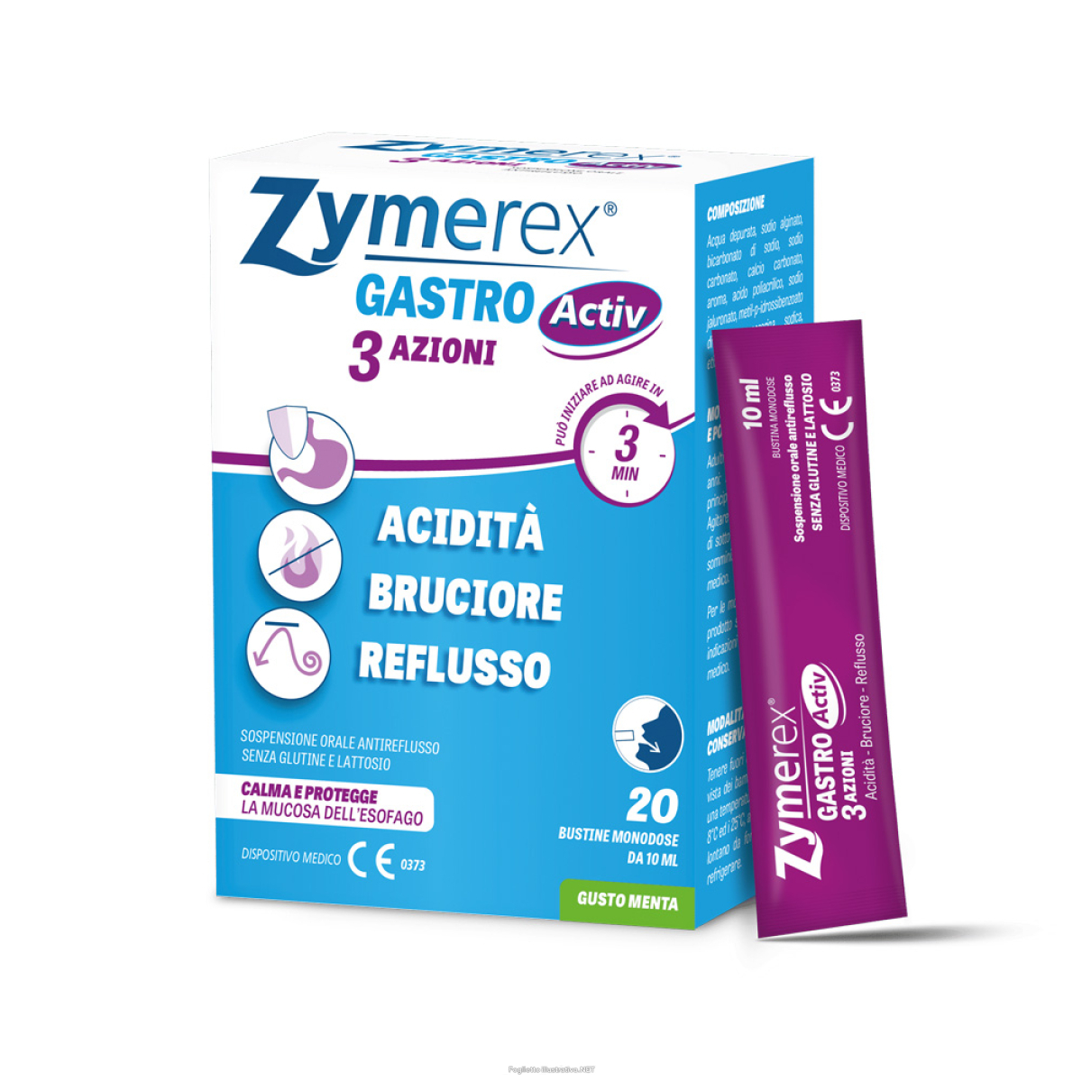 Trova Offerte di zymerex gastro activ dispositivo medico per acidità bruciore reflusso sospensione orale 20 bustine monodose gusto menta e compra online