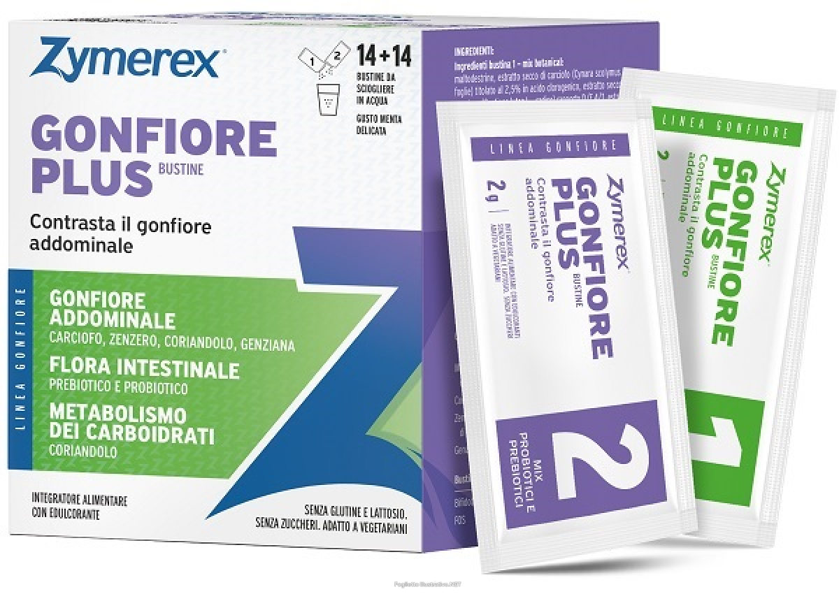 Trova Offerte di zymerex gonfiore plus integratore che contrasta il gonfiore addominale 14 bustine viola + 14 bustine verdi e compra online