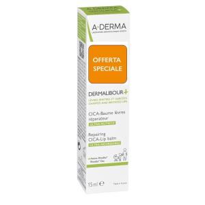 A-derma dermalibour+ cica balsamo labbra ristrutturante - balsamo ultra-nutritivo per labbra danneggiate e screpolate - 15 ml - offerta speciale