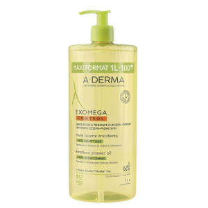 A-derma exomega control olio detergente emolliente anti-grattage pelle secca a tendenza atopica viso e corpo 1 litro