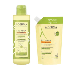 A-derma exomega kit detersione eco friendly 1 olio exomega collector 500 ml+ 1 ecoricarica olio exomega 500 ml