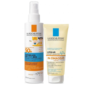 Anthelios dermo-pediatrics spray invisibile spf50+ + lipikar ap + olio lavante - protezione solare bambini 200 ml + olio detergente anti arrossamento 100 ml