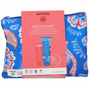 Apivita bee sun safe hydra fresh gel crema viso spf50 50ml + doposole 100ml + borsa apivita